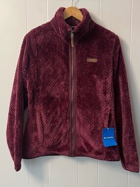 NWT Columbia Fireside II Fleece Full Zip AL1086-616 Wine Red Sherpa Purple Teddy